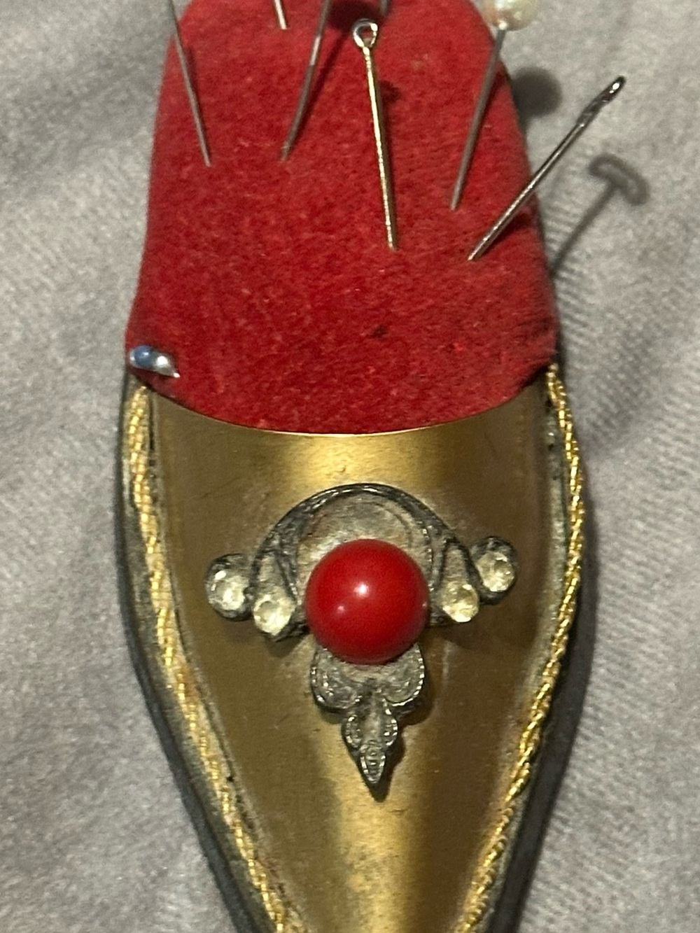 Vintage Jeweled Slipper Pin Cushion  Jameco Metal Co